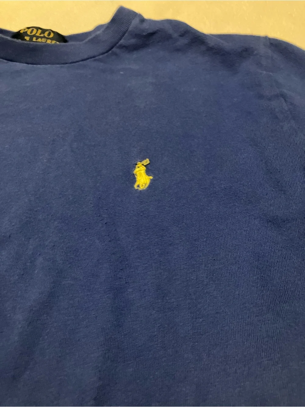 Polo by Ralph Lauren Blue Tee with Yellow Logo Tag - Picture 2 of 3